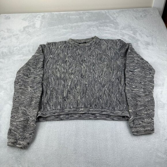 Vintage Coogi Australia Knit Grey Sweater Men's Size Large - Picture 7 of 13